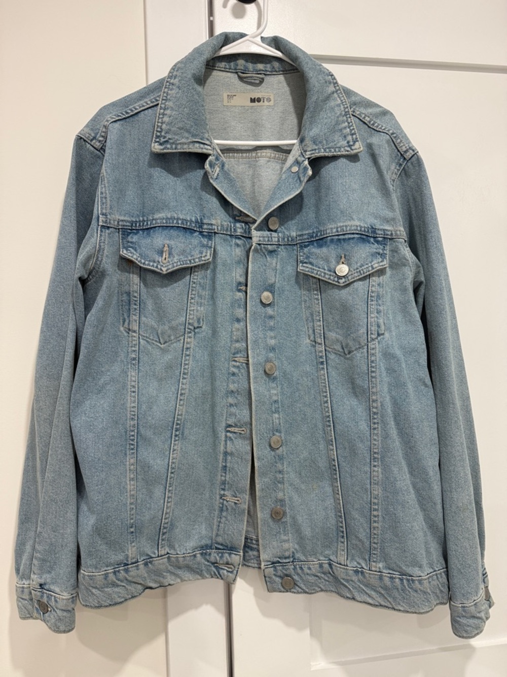 Like new top shop MOTO Light Blue Denim Jean  Jacket size 12